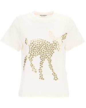 JW Anderson T-Shirt Animal Stars À Imprimé Graphique En Écru - White
