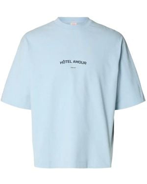 SELECTED X Hotel Amour Logo-Print T-Shirt - Blue