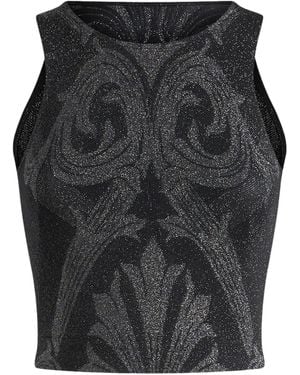 Etro Metallic-Effect Jacquard Tank Top - Gray