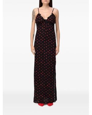 Mar De Margaritas Maxi Riley Floral-Print Ruffled Dress - Black