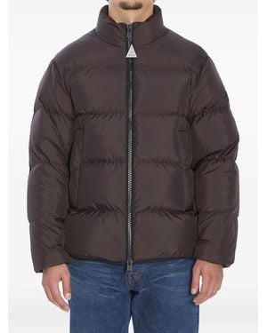 Moncler Gefütterte Jacke mit Logo-Patch - Grau