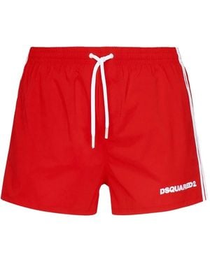 DSquared² Badeshorts Mit Streifen - Rot