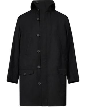 Yohji Yamamoto Hooded Single-Breasted Coat - Black