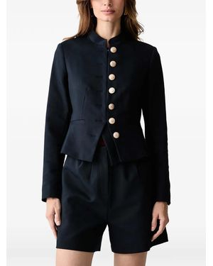 Morgan Button-Up Peplum Jacket - Blue
