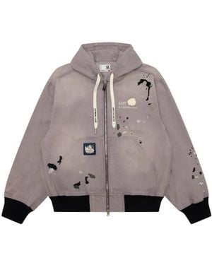 Aape By A Bathing Ape Paint-Splatter Drawstring-Hood Jacket - Gray