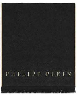 Philipp Plein Écharpe Imprimée À Franges - Black