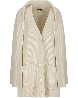 Canessa Ribbed Buttoned Cardigan - Natural