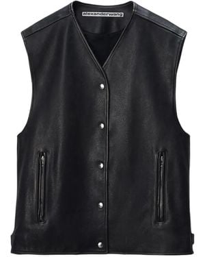 Alexander Wang Boxy Press-Stud Vest - Black