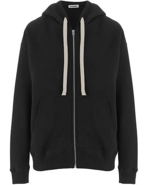 Jil Sander Zip-Up Drawstring Hoodie - Black