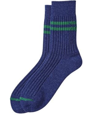 RoToTo Striped Ribbed Socks - Blue