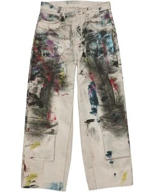 Acne Studios 1981 Paint-Splatter Cargo Jeans - White