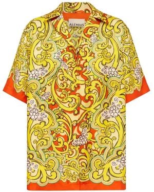 ALÉMAIS Sierra Baroque-Print Silk Shirt - Yellow