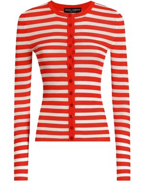 Dolce & Gabbana ストライプ カーディガン - レッド