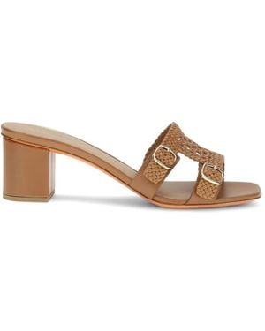 Santoni Woven Double-Buckle Court Shoes - Brown