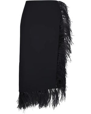 Akris Falda Midi Con Detalle De Plumas - Negro