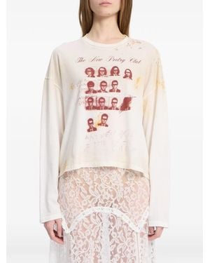 Ann Demeulemeester T-Shirt Imprimé À Effet Usé - Blanc