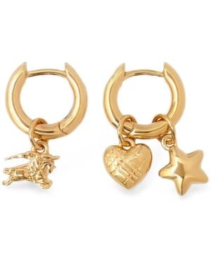 Burberry Mini Charm Hoop Earrings - Metallic