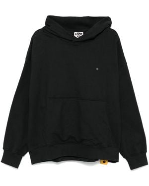 A PAPER KID Slouchy Cotton French Terry Pullover Hoodie - Black