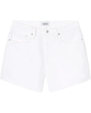 Agolde Five-Pocket Denim Shorts - White
