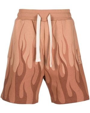 Vision Of Super Flame-Print Cotton Shorts - Brown