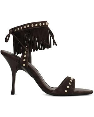 Marc Ellis Fringed Stud-Embellished Sandals - Black