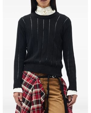 Ann Demeulemeester Pull Rikki En Maille Côtelée Brossée - Noir