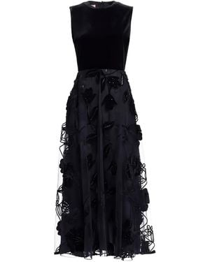 Elie Saab Floral Sleeveless Maxi Dress - Black