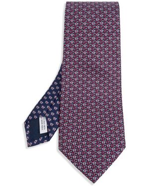 Ferragamo Butterfly-Print Silk Tie - Purple