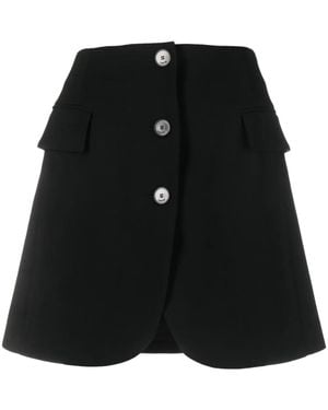 Lanvin Button-front Virgin-wool Miniskirt - Black