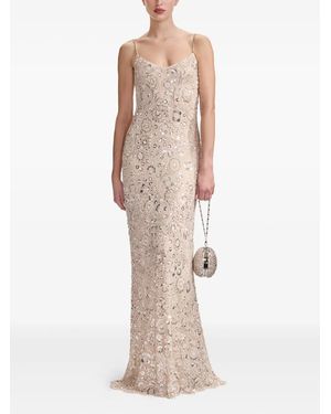 Self-Portrait Embellished Spaghetti-Strap Dress - Natural