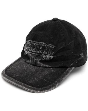 Juun.J Denim Embroidered Ball Cap - Black