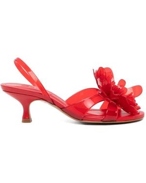 FARM Rio Flower Slingback Sandals - Red