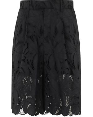 Isabelle Blanche Lace-Detailing Shorts - Black