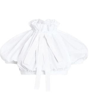 Patou Cropped Volume Jersey Top - White