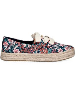 TOMS Carolina Plateau-Espadrilles Mit Blumenprint - Weiß