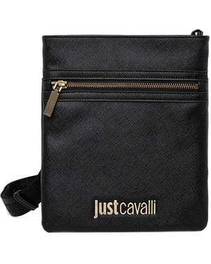 Just Cavalli Zip Logo Messenger Bag - Black