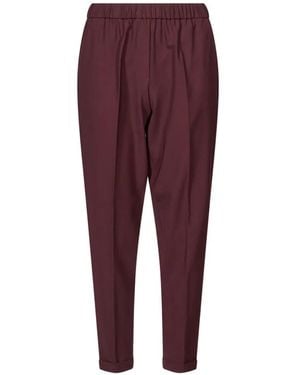Antonelli Rosalba Cigarette Elasticated-Waistband Turn-Up Pants - Purple