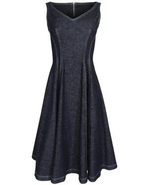 Marni V-Neck Sleeveless Midi Dress - Blue