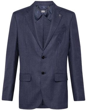 Billionaire Crest Single-Breasted Blazer - Blue