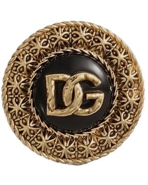 Dolce & Gabbana Boucles D'Oreilles À Plaque Logo Dg - Métallisé