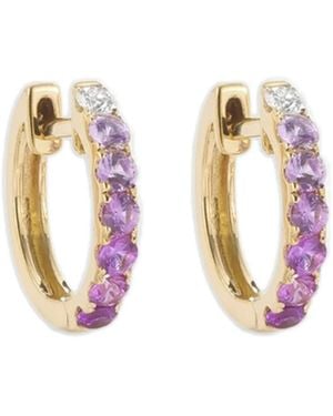 Robinson Pelham 14K Sapphire And Diamond Hoop Earrings - Pink