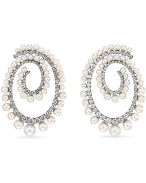 Anabela Chan Vortex Pearl And Diamond Earrings - White