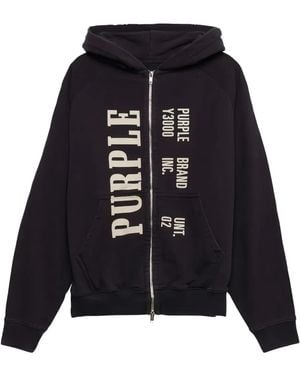 Purple Brand Relic Two-Way Zip Hoodie - Black