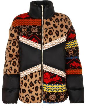 Akep Patchwork Leopard Print Jacket - Black