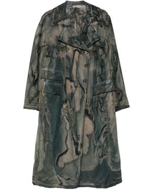 Masnada Tie-Dye Belted Coat - Grey