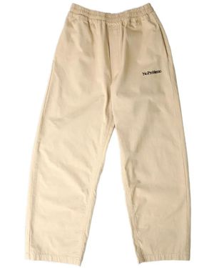 No Problemo Logo-Embroidered Ripstop Trousers - Natural