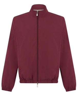Fedeli Zip-Up Lightweight Bomber Jacket - Red