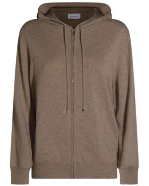 Malo Sudadera con capucha y cremallera de algodón - Marrón