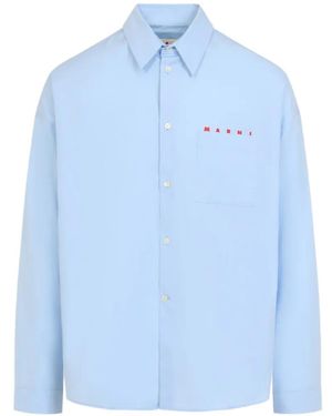 Marni Logo-Print Pocket Shirt - Blue