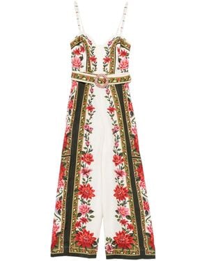 FARM Rio Floral Belted Jumpsuit - White